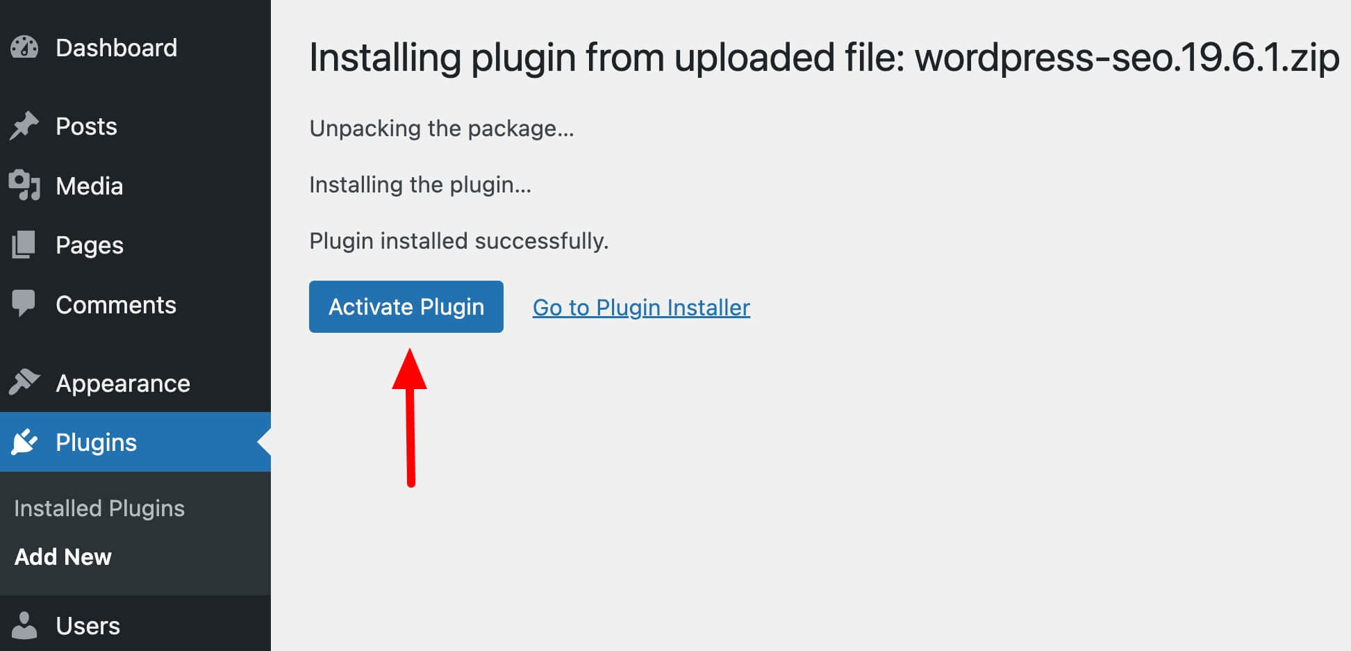 Activate the plugin after installation