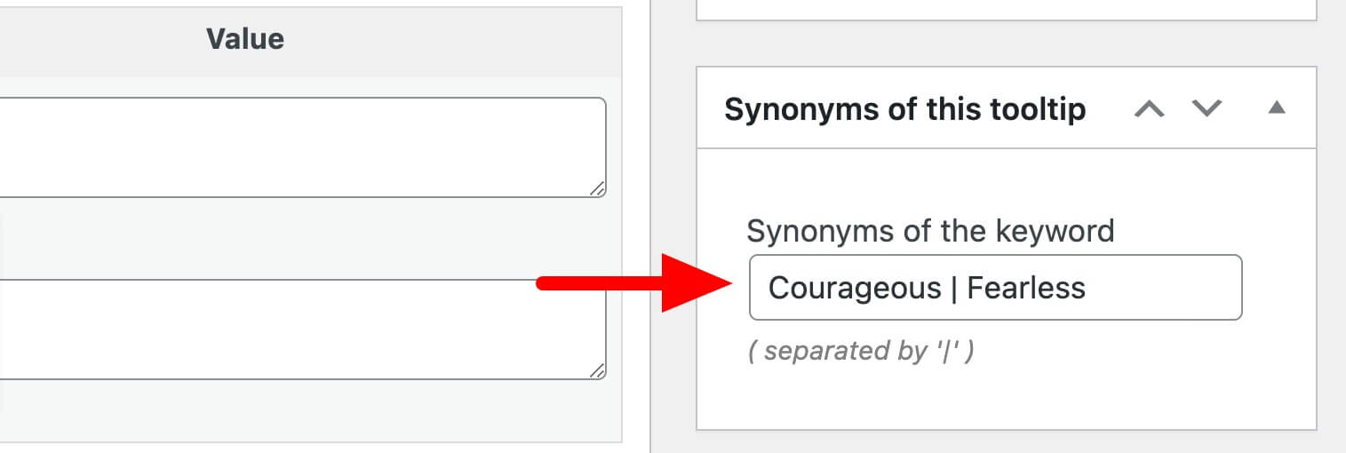 Add synonyms to a term